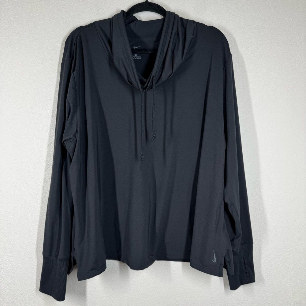 Nike Women’s Black Lightweight Jersey Funnel Neck Pullover Top Plus Size 2X